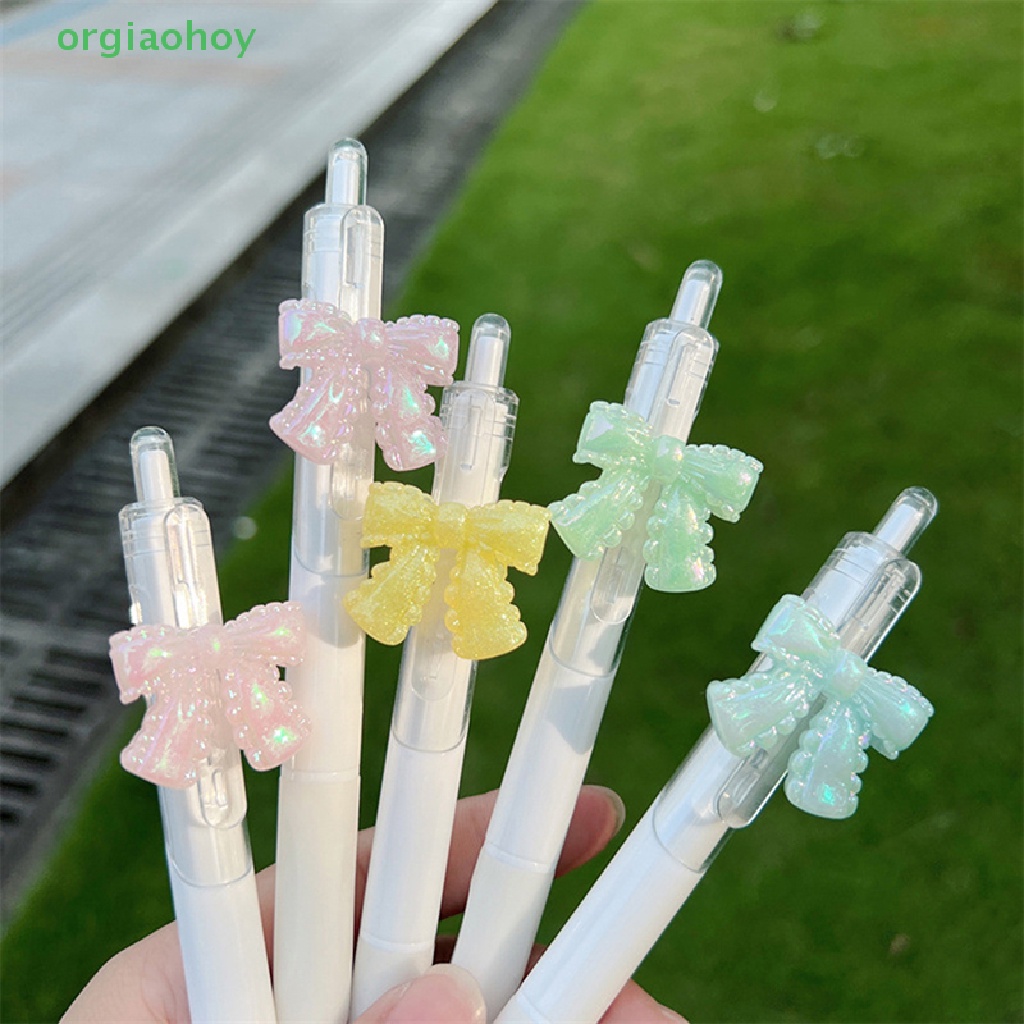 Bút Mực Gel Ánh Nhũ Hình Nơ Họa Tiết Sợi Carbon Dành Cho Học Sinh / Văn Phòng