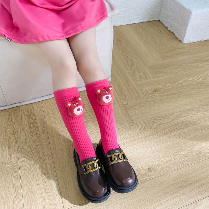 Gấu dâu Tất tất ống dài 100% cotton thu đông cho bé gái