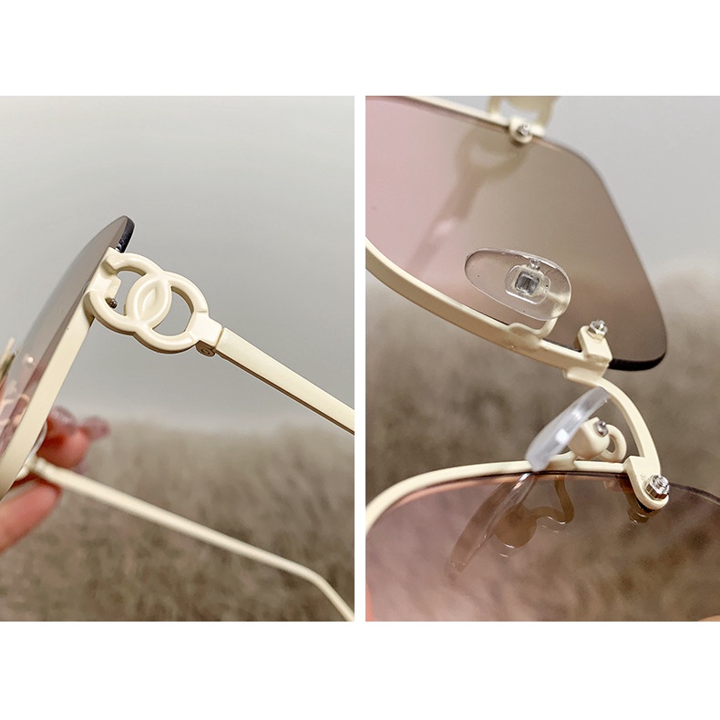 Kính Mát Nửa Gọng Kim Loại Phong Cách Retro Thời Trang Cho Nữ