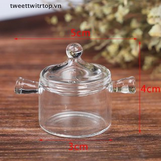 Trtop nồi thủy tinh mini hai tay cầm cho nhà búp bê nhà bếp vn