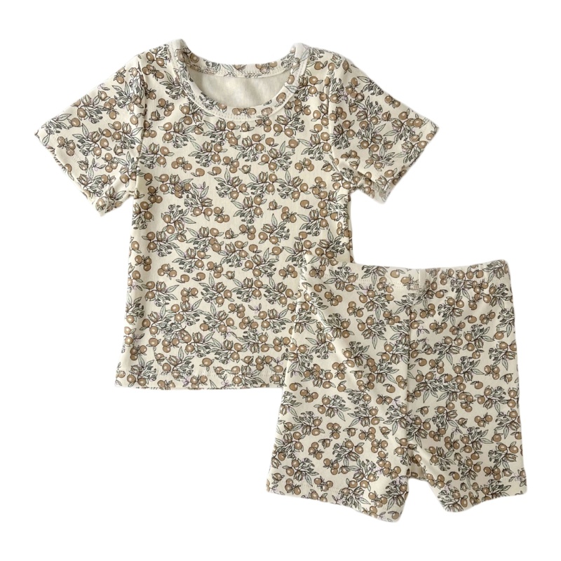 Bộ Áo Thun Tay Ngắn Phối Quần Short In Họa Tiết Dễ Thương Thời Trang Cho Bé