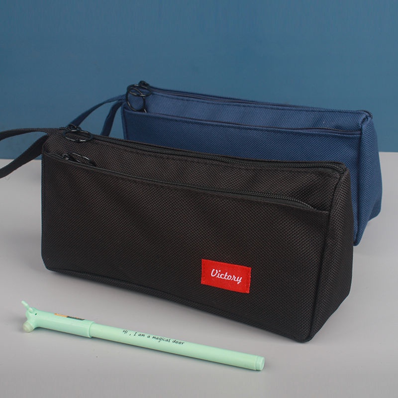 Túi Đựng Bút Hai Lớp Sức Chứa Lớn In Hình Phi Hành Gia Hoạt Hình Đơn Giản Cho Học Sinh Trung Học Nam Nữ