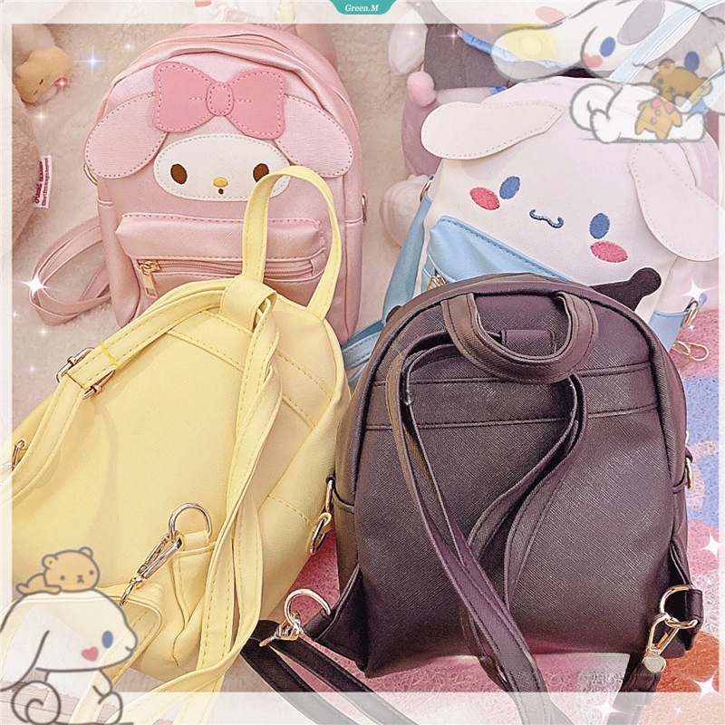 Sanrio Balo Da PU Đeo Vai Họa Tiết Hoạt Hình Mymelody Kuromi Cinnamoroll PompomPurin Nhật Bản Đáng Yêu Cho Bé Gái