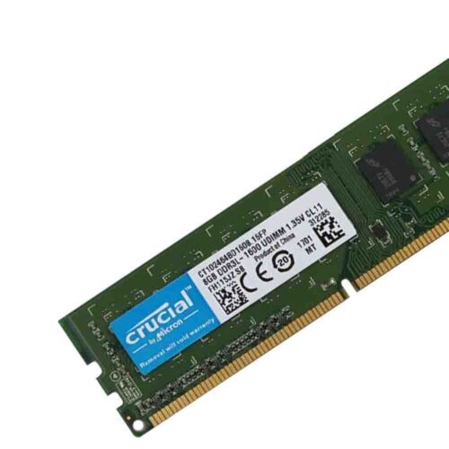 New For Crucial 8GB DDR3L 1600MHz 1.35V PC3L-12800U 2Rx8 240Pin DIMM Desktop PC RAM Memory