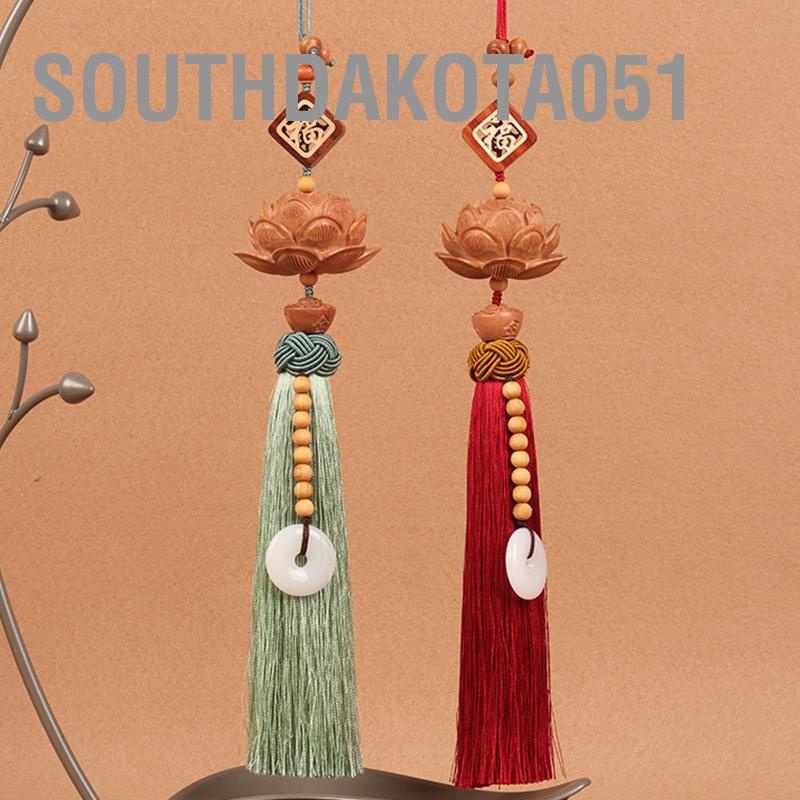 Southdakota051 Mặt dây chuyền xe hoa sen bằng gỗ đào trang trí gương chiếu hậu sáng tạo