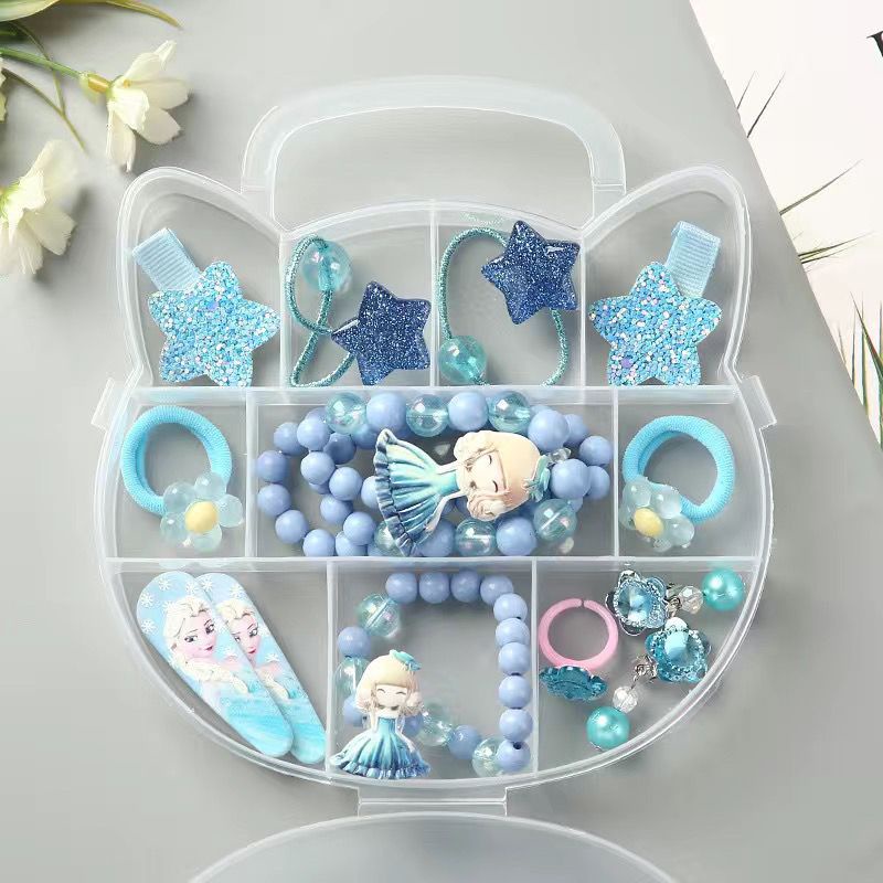 Bộ Phụ Kiện Kẹp Tóc / Vòng cổ / Kẹp Tóc Hình Hoa / Trái Cây Dễ Thương Kèm Hộp Đựng Cho Bé Gái