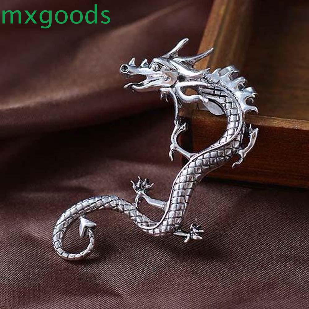 Khuyên tai kẹp vành tai trái hình rồng bằng hợp kim nhiều màu sắc thời trang cổ điển cho nam và nữ