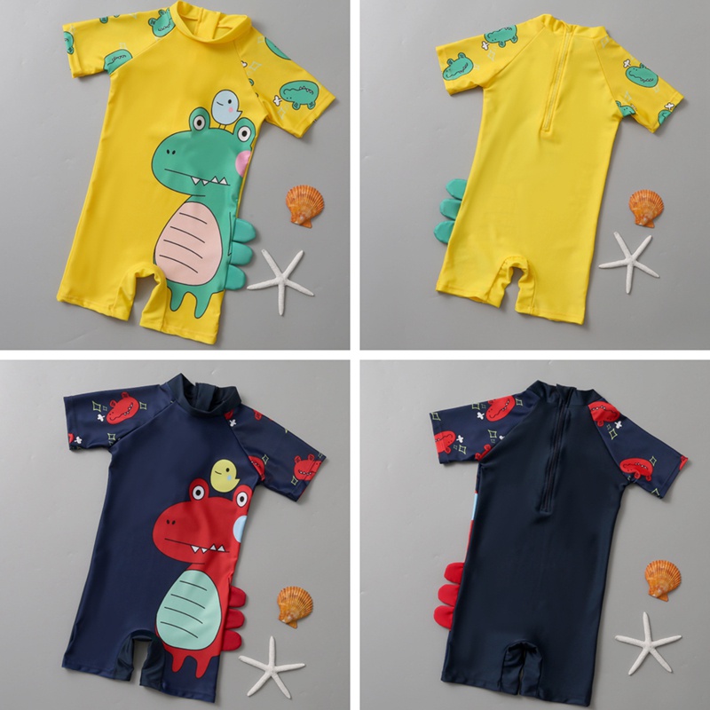 Bộ Đồ Bơi Liền Thân Ngắn Tay Mau Khô Họa Tiết Khủng Long Hoạt Hình Dành Cho Bé Trai