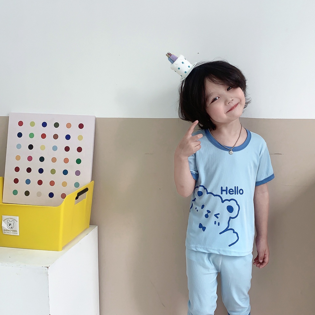 Bộ Đồ Ngủ Thiết Kế Dễ Thương Thoáng Khí Thời Trang Mùa Hè Cho Bé Từ 0-7 Tuổi
