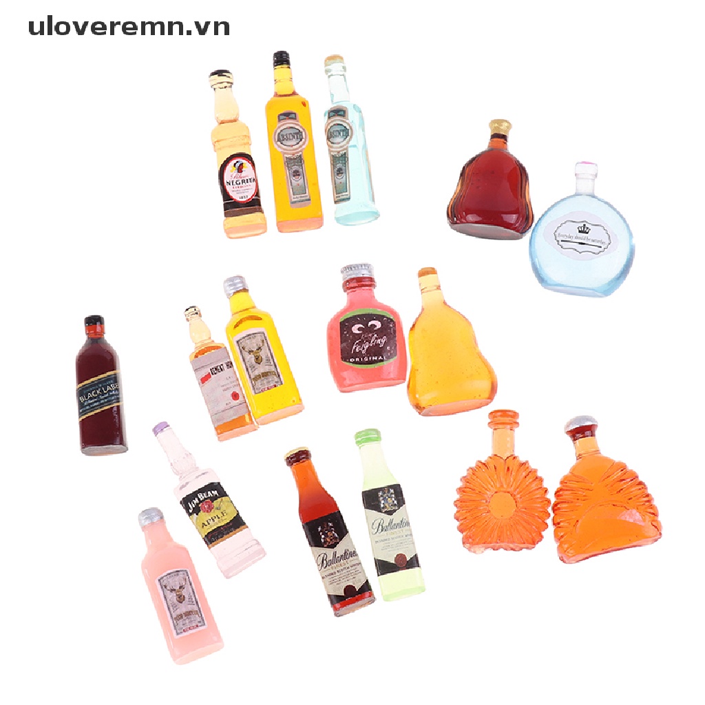 Set 10 Chai Rượu Mini Tỉ Lệ 1: 12 Xinh Xắn Dùng Để Trang Trí Nhà Búp Bê