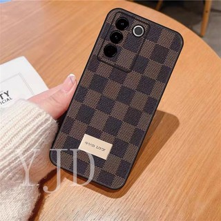 Ốp Điện Thoại Mềm Chống Sốc Họa Tiết Ca Rô Cho Vivo V27 Pro V27e