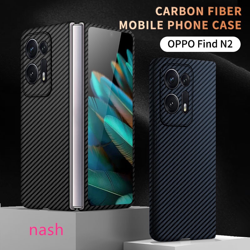 Ốp Điện Thoại Sợi Carbon Chống Sốc Không Dính Vân Tay Bảo Vệ Ống Kính Máy Ảnh Cho Oppo Find N2