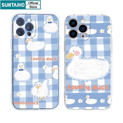 Suntaiho Ốp lưng iphone Ốp điện thoại TPU mềm trong suốt kiểu vịt thích hợp cho iPhone 11 Pro Max 12 13 14 Pro XR XS Max 7 Plus 8 Plus