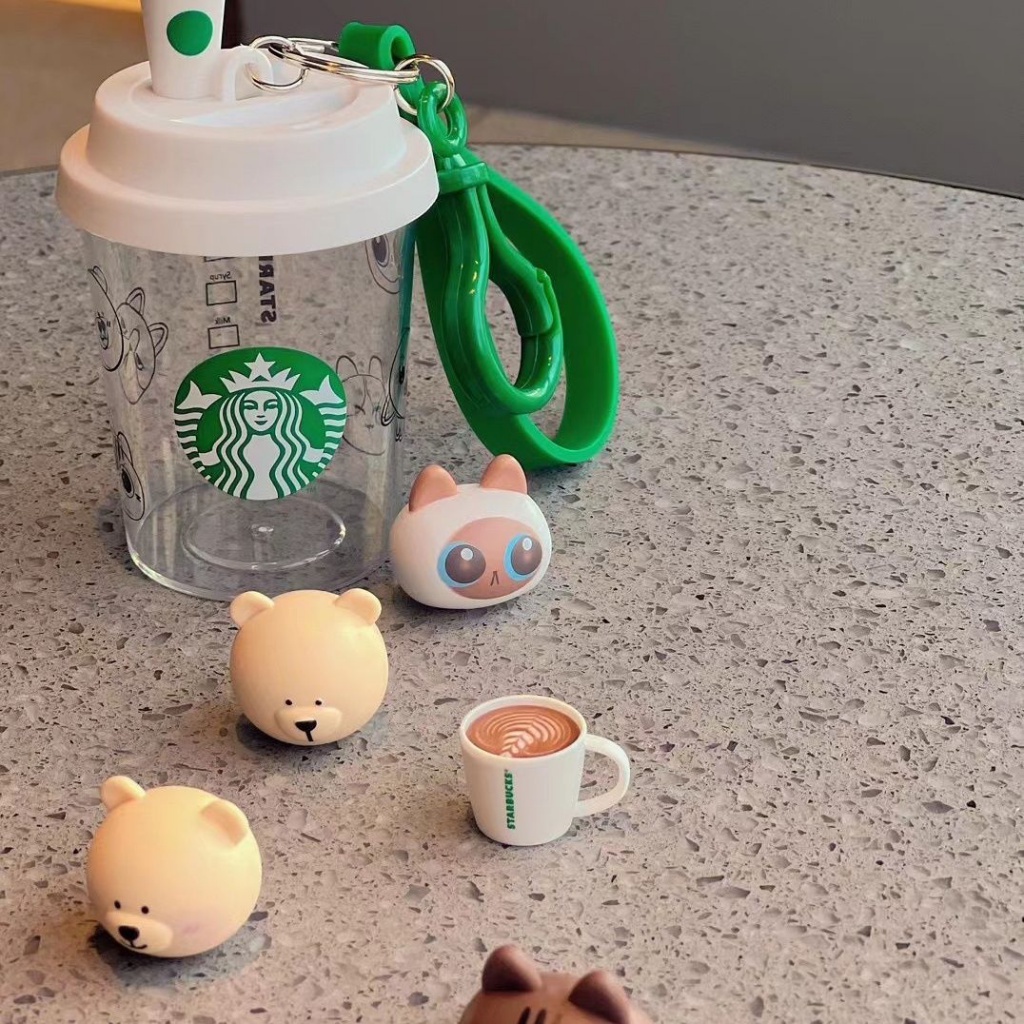 Móc khóa hoạt hình bộ móc khóa gấu dễ thương starbucks móc khóa quà tặng cặp đôi