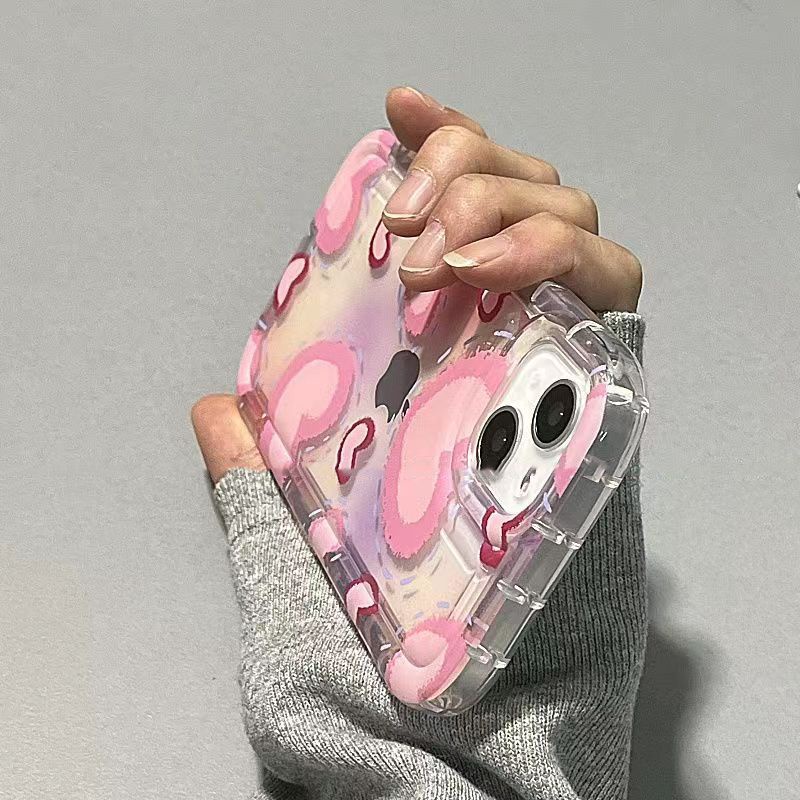 ✅Ốp Điện Thoại Mềm Họa Tiết Trái Tim Lớn Màu Hồng Cho iPhone 14promax 13 11 12 7 8 7P 50