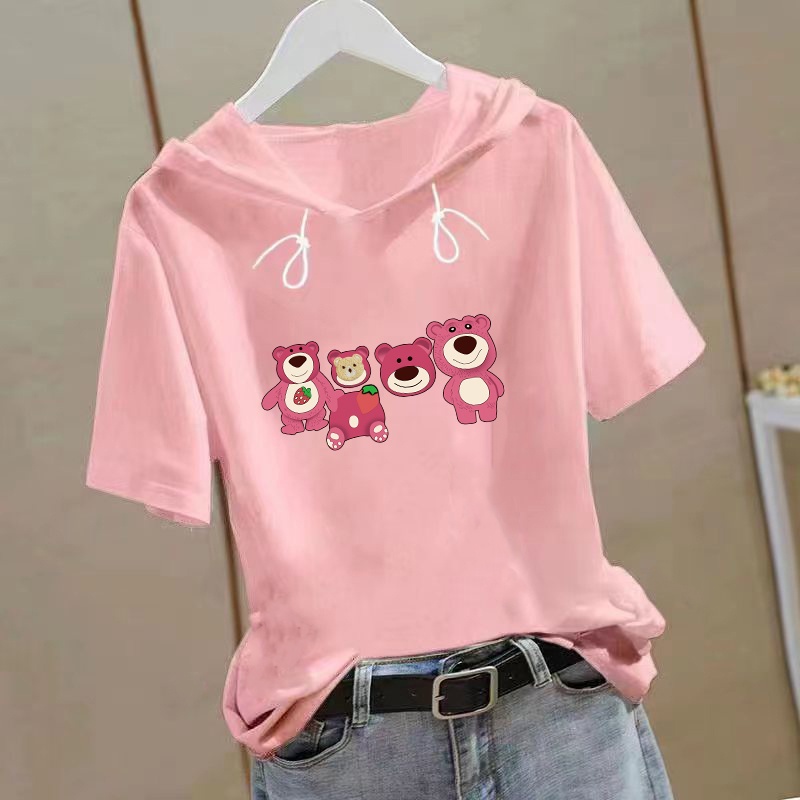 Áo hoodie Tay Ngắn Dáng Rộng plus size Phong Cách Hàn Quốc Thời Trang Mùa Hè Cho Nữ