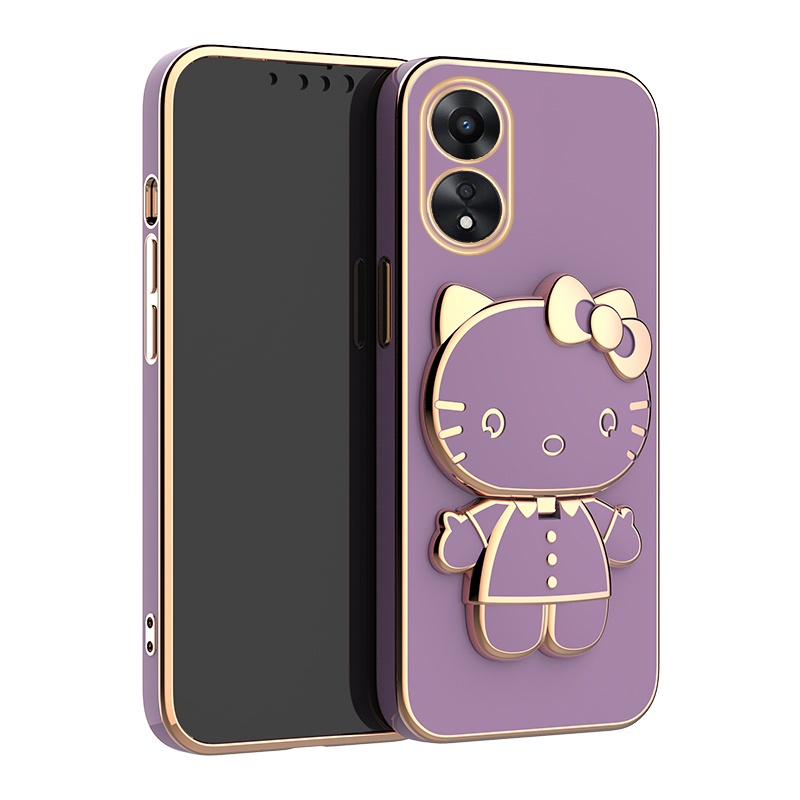 Ốp điện thoại KOOSUK mềm họa tiết chú mèo có gương trang điểm và giá đỡ cho OPPO Reno8 T Reno 8T 4G 5G