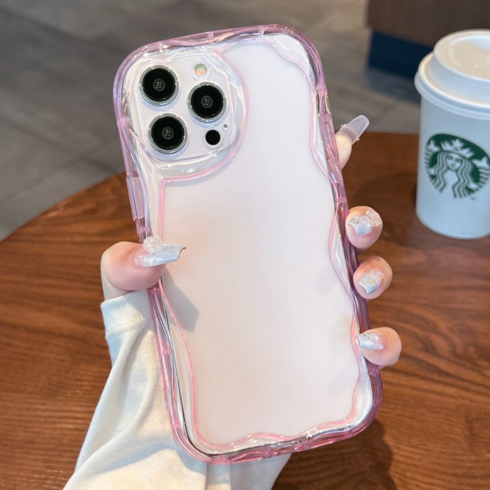 Ốp Điện Thoại TPU Mềm Trong Suốt Viền Gợn Sóng Màu Trơn Chống Sốc Cho IPhone 11 12 13 14 Pro Max XR XS Max