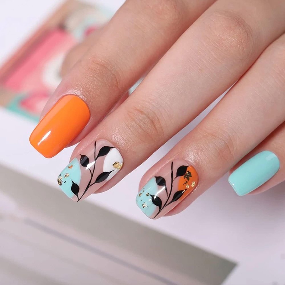 1 Tờ Nhãn Dán Trang Trí Móng Tay Họa Tiết Hình Học Màu Trắng Đen