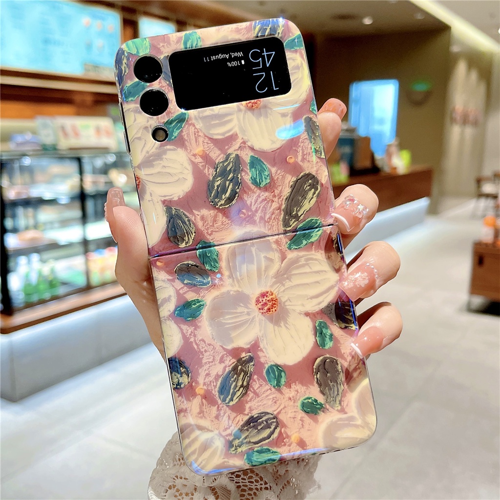 Ốp Điện Thoại Chống Sốc Hình Hoa Hướng Dương Sơn Dầu Sang Trọng Cho Samsung Galaxy Z Flip 3 5G Z Flip3 Zflip3 Flip4