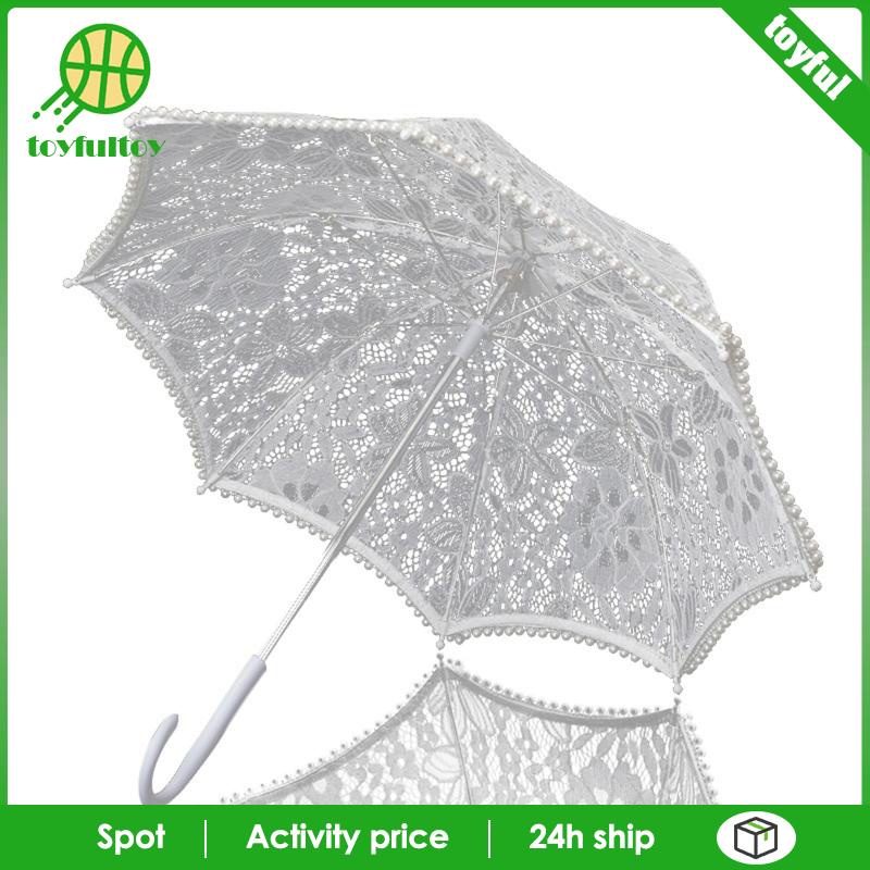 Dù Ren Trắng Cổ Điển Dùng Làm Đạo Cụ Chụp Ảnh Tiệc Hóa Trang