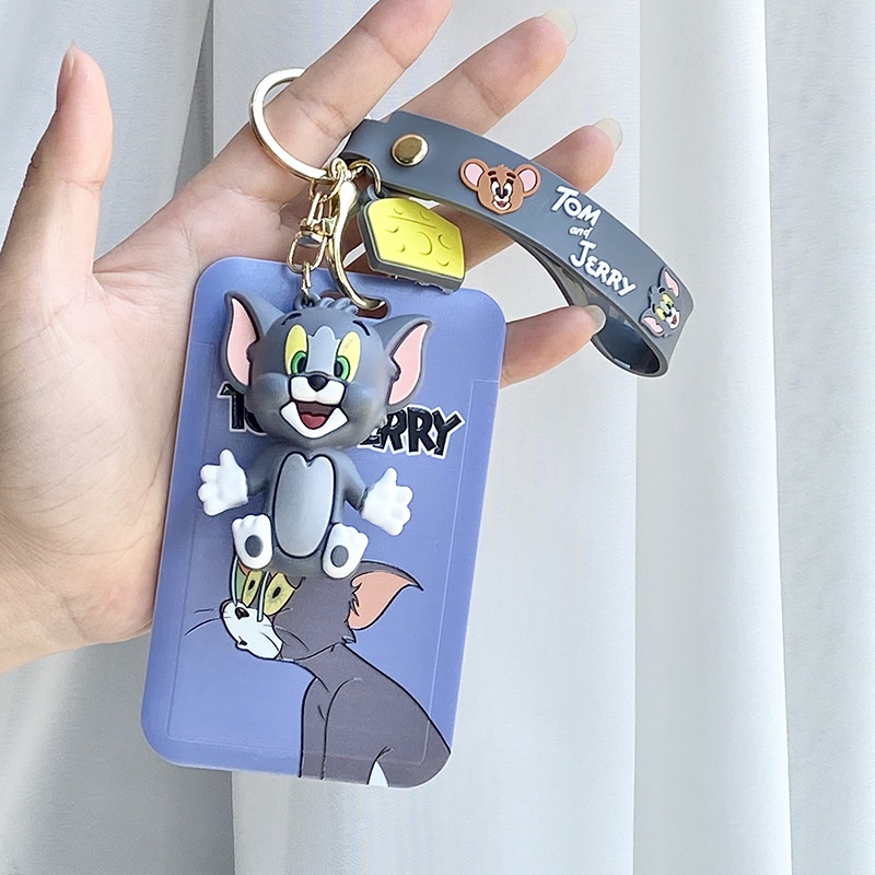 Móc Khóa Nhựa Hoạt Hình Tom & Jerry Có Ngăn Để Thẻ Xe Thẻ Nhân Viên Tiện Lợi Đáng Yêu  - Shine House
