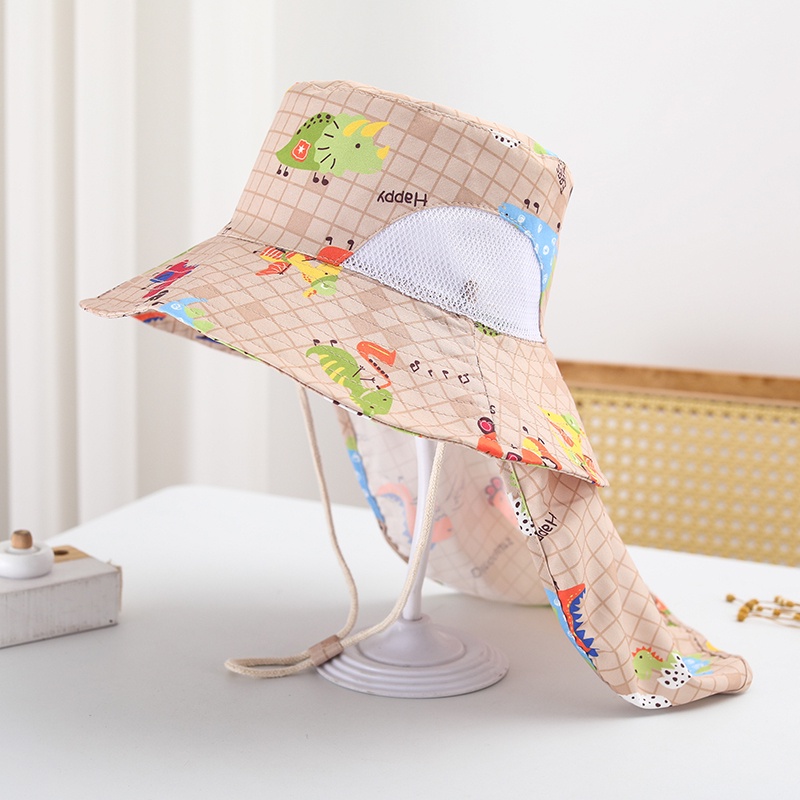 Mũ Chống Nắng Đi Biển Vành Rộng Họa Tiết Khủng Long Hoạt Hình Thời Trang Mùa Hè Cho Bé Trai
