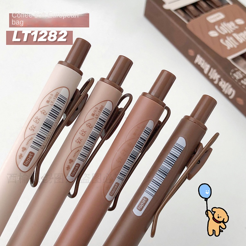 Set 4 Bút Bi Ngòi 0.5st Màu Đen / Cà Phê Dạng Nhấn Tiện Dụng