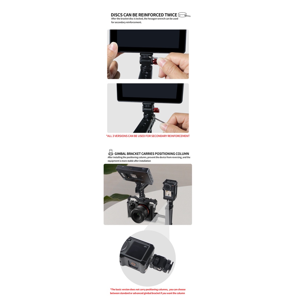 Giá Đỡ Màn Hình Mini Với Ốc Vít 1 / 4 '' Và Lỗ 3 / 8 '' Cho Máy Ảnh DSLR
