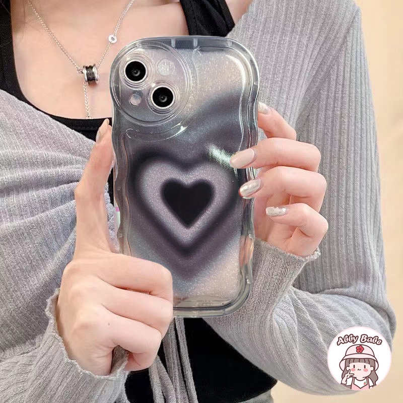 Ốp Điện Thoại TPU Mềm Trong Suốt Chống Sốc Chống Bụi Họa Tiết Trái Tim Màu Gradient Sang Trọng Cho IPhone 14 Pro Max 13 12 11 Pro Max