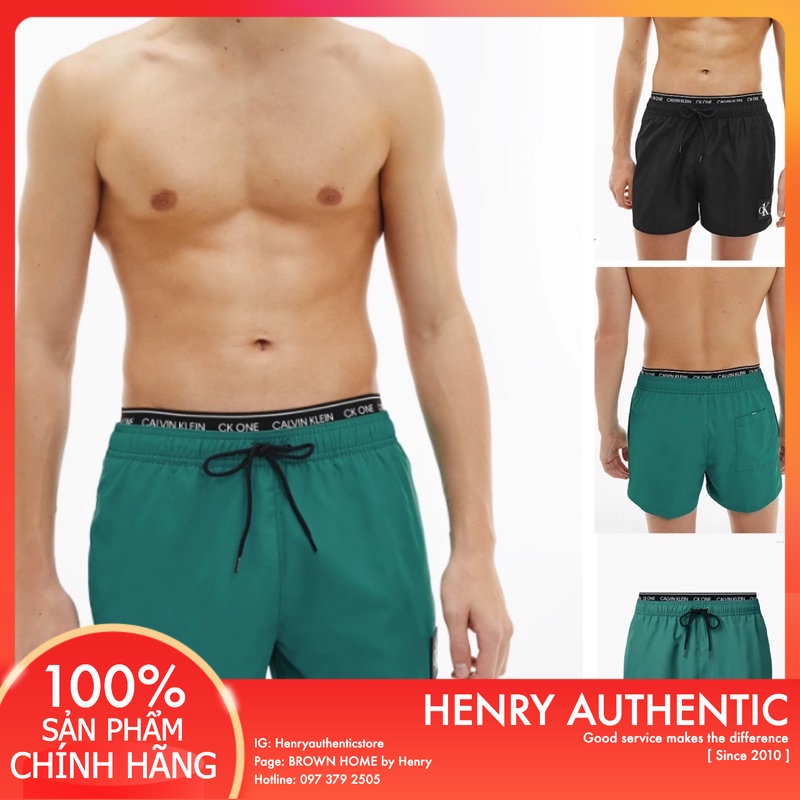 - Quần bơi nam Calvin Klein - SHORT DOUBLE WAISTBAND SWIM SHORTS - CK ONE - 2 VIỀN SÀNH ĐIỆU