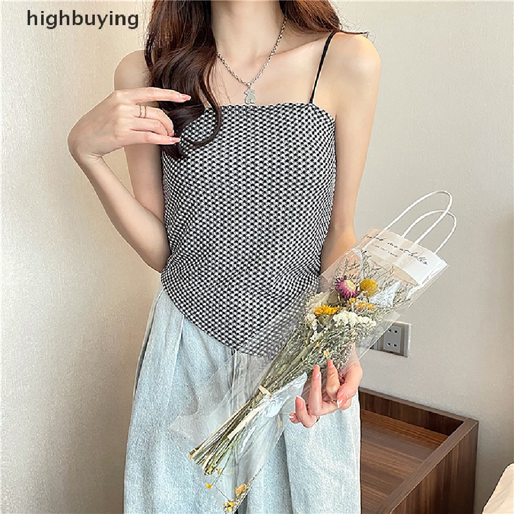 Áo Croptop Hai Dây Họa Tiết Sọc Caro Phong Cách Quyến Rũ