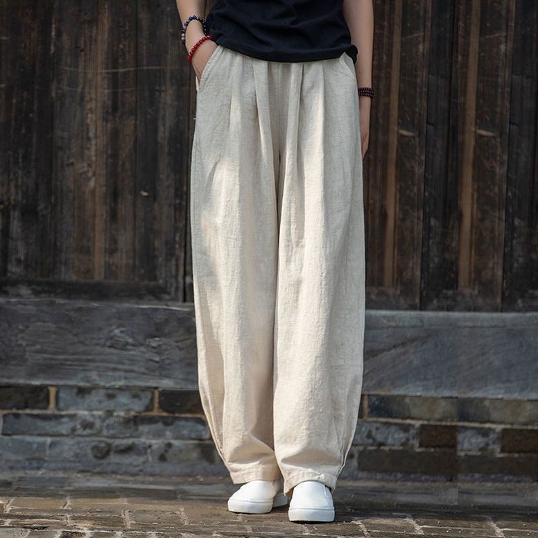 ICE cotton linen cool quick-drying pants pants new Chinese style artistic retro women's loose slimming
