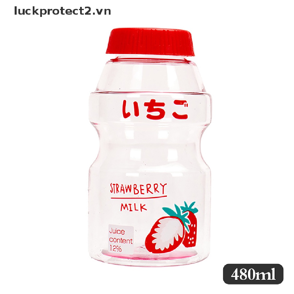 Bình Nước Sữa Chua Bằng Nhựa 480ml Có Dây Đeo Hình Chai Yakult Trái Cây Dễ Thương Nhỏ Gọn Cho Trẻ Em / Bé Gái / Người Lớn.