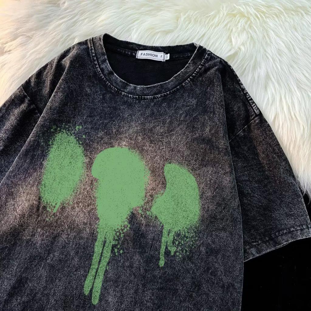 Áo Thun Tay Ngắn Dáng Rộng In Họa Tiết Đơn Giản Thời Trang Đường Phố Mới Cho Nam