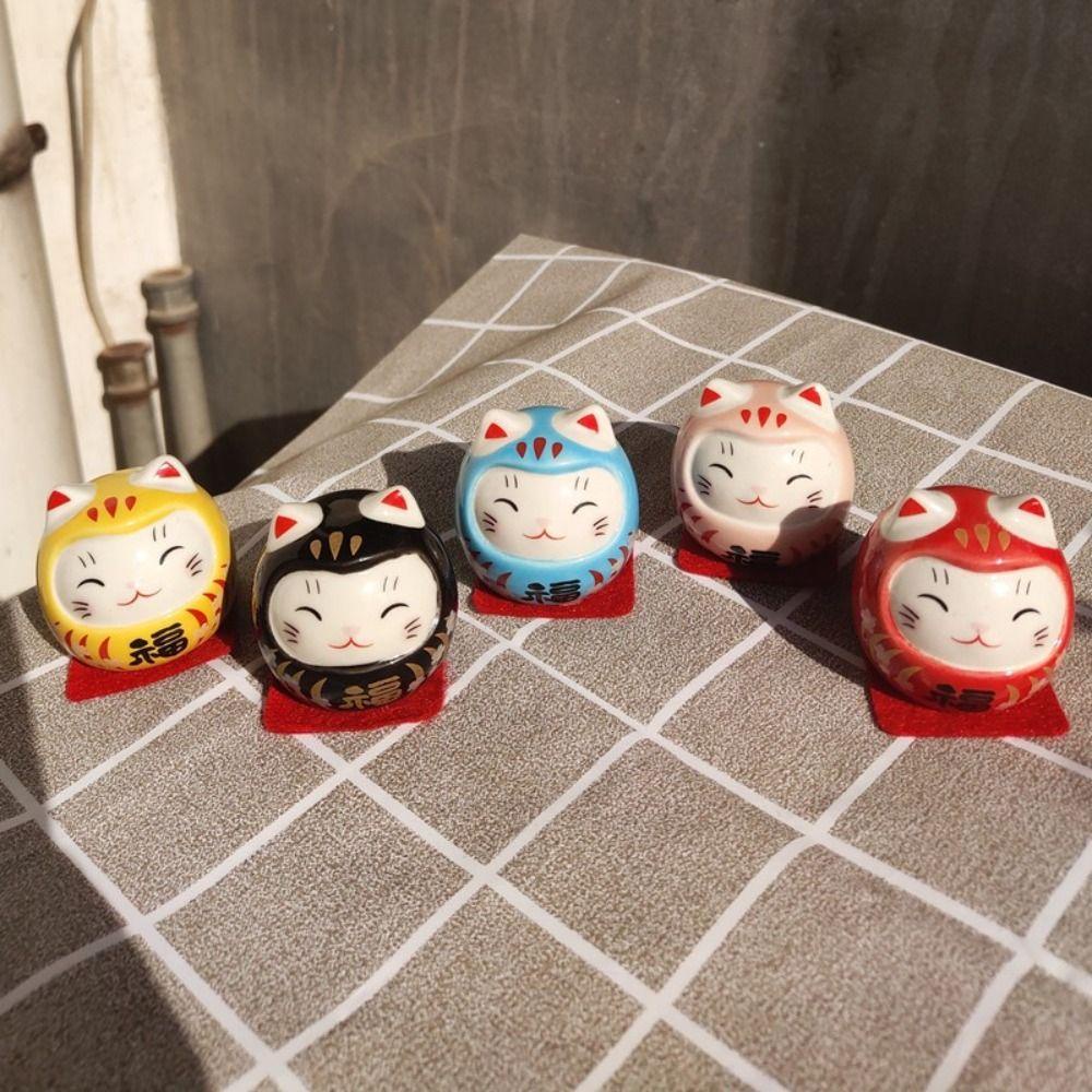 DARNELL Mô Hình Chú Mèo May Mắn Bằng Gốm Dễ Thương Trang Trí Xe Hơi