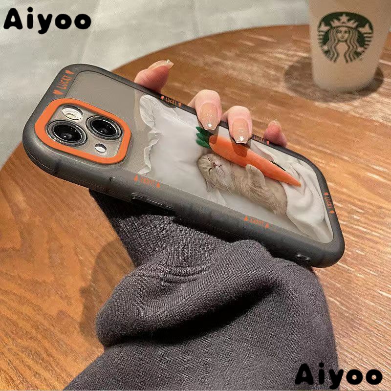 ✅Ốp Điện Thoại Trong Suốt In Hình Củ Cà Rốt Mèo Cho iPhone 14 / 13pro 12promax 7Plus 12 / 13pro