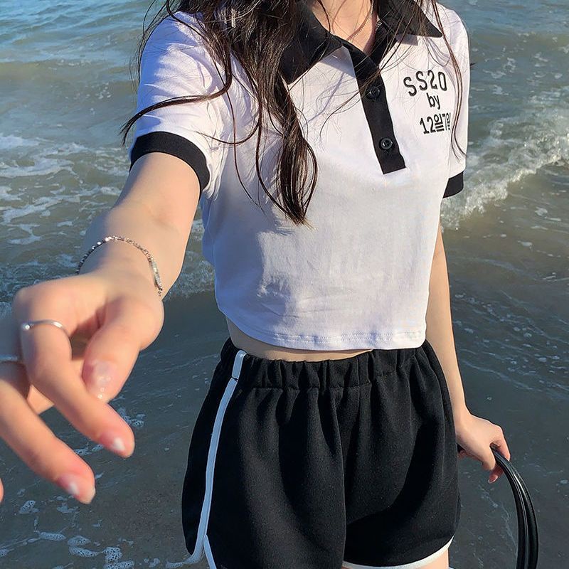 Jiashucheng Set Áo Thun polo Ngắn Tay Và Quần Short Thời Trang Năng Động Cho Nữ