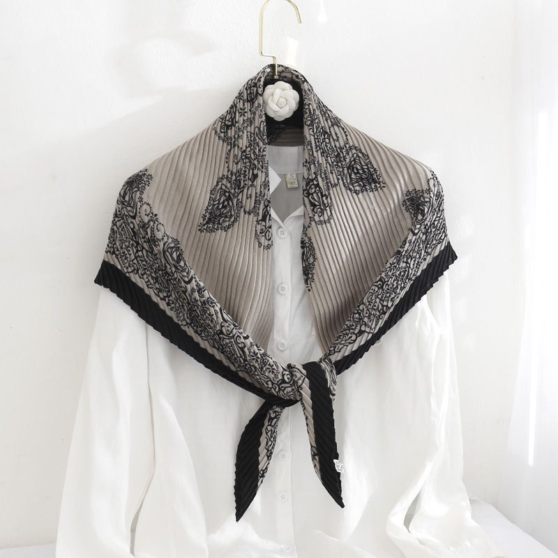 ⌘Khăn Choàng Dệt Kim Thời Trang⌘Khăn Choàng Cổ Hình Vuông Cỡ Lớn 90X90Cm Chất Liệu Cotton Lanh In Họa Tiết Hoa Xinh Xắn Thời Trang Cho Nữ