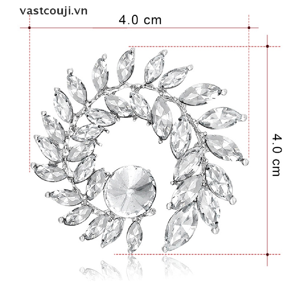 Ghim Cài Áo Hình Lá Olive Đính Đá Pha Lê Thời Trang Cho Nữ