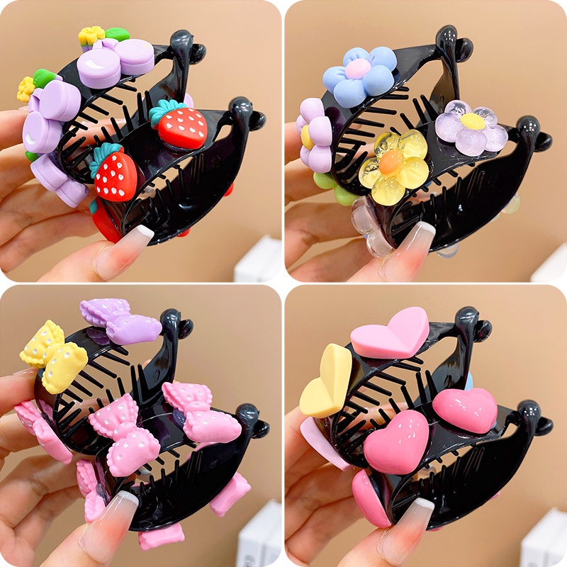 Kẹp Tóc Đuôi Ngựa Cỡ Lớn In Họa Tiết Hoạt Hình Dễ Thương Cho Bé Gái