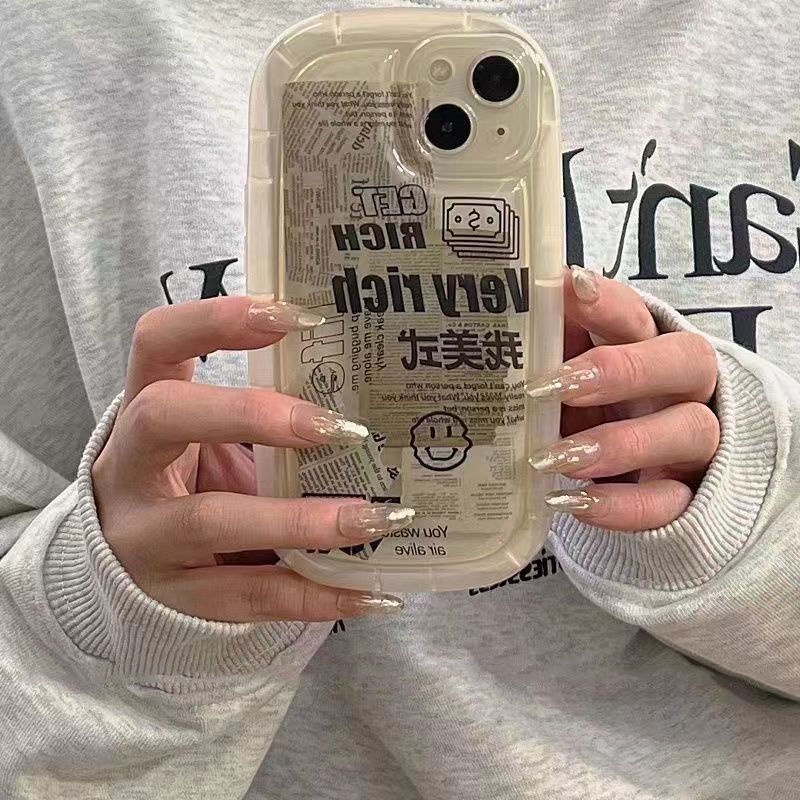 ✅Ốp Điện Thoại Mềm Họa Tiết Tờ Báo Phong Cách Retro Mỹ Bảo Vệ Toàn Diện Cho iPhone 14pro 13 12 11 xr Y4FF