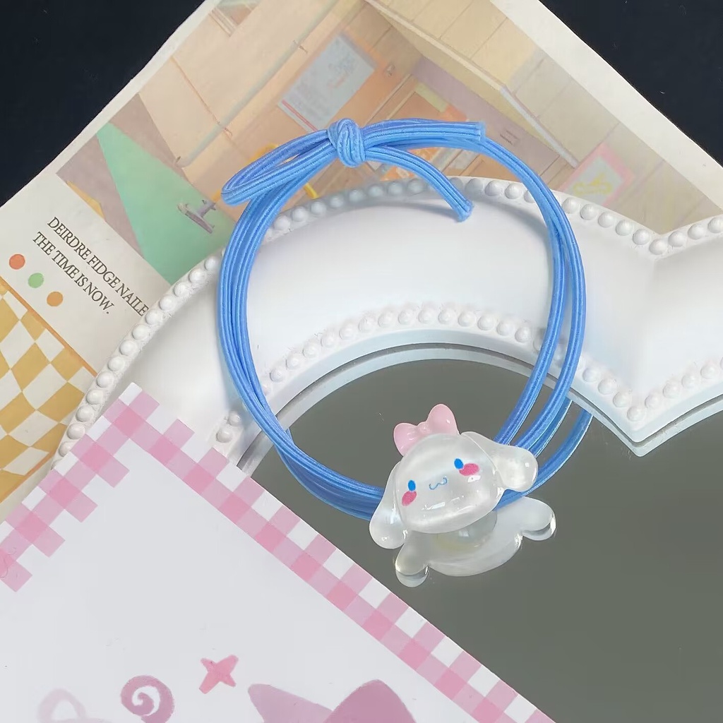 Dây Buộc Tóc Cao Su Co Giãn Hình Cún Kuromi Melody Hoạt Hình Dễ Thương Cho Bé