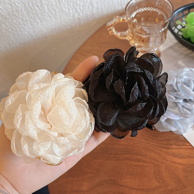 1 Kẹp Tóc Hình Cá Mập Đính Hoa Trà Màu Trơn Thời Trang Hàn Quốc DIY