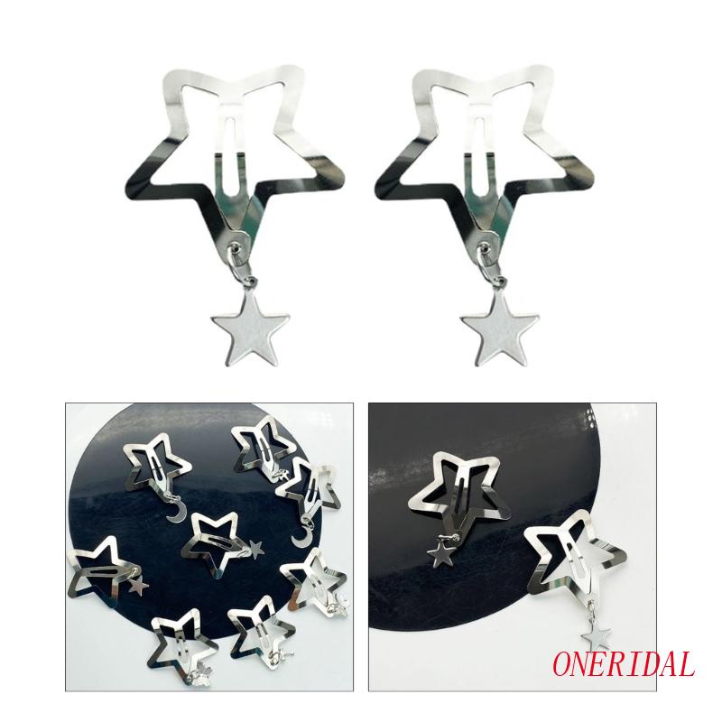 Kẹp Tóc Hình Ngôi Sao Năm Cánh Màu Bạc /DIY Y2k Thời Trang 2023 Cho Nữ