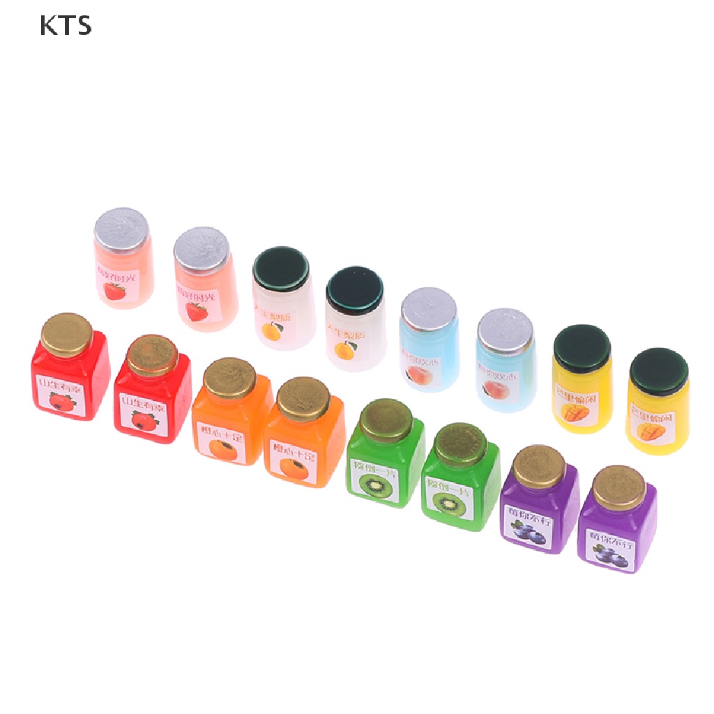 KTS 8pcs 1:12 Miniatures Dollhouse Jams Furniture Miniature Kitchen Doll House KT