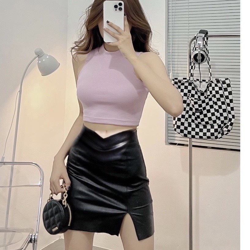 Chân váy da có quần trong chống lộ chân váy ngắn alohashop91