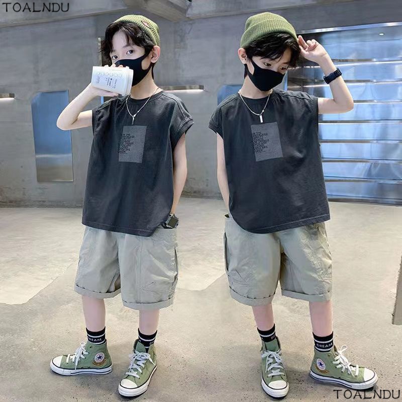 Bộ Đồ Thể Thao Mùa Hè 2023 Gồm Áo Ba Lỗ Mỏng Tay Cộc Kích Thước Vừa Thời Trang Mùa Hè Kích Thước Lớn Phong Cách Đường Phố Cho Bé Trai