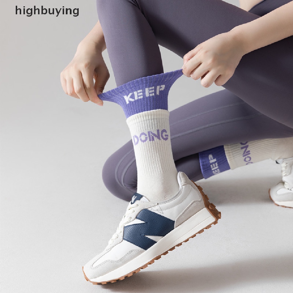 Hbvn Belle Vớ Cổ Trung Đôi Bằng Silicone Chống Trượt Tập Yoga / Nhảy Múa / Pilates Màu Tương Phản Cho Nữ