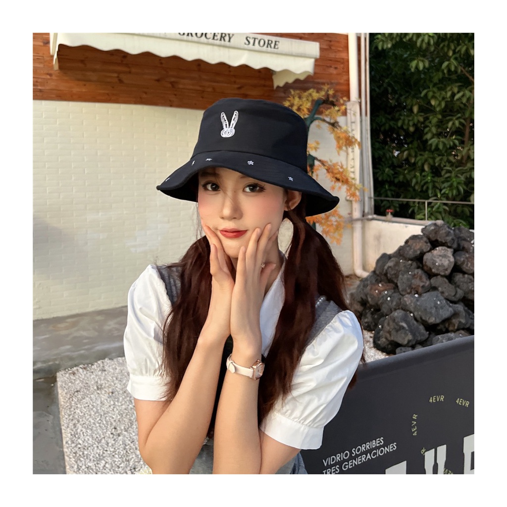 Nón Tai Bèo Thêu Họa Tiết Hoạt Hình Dễ Thương Phong Cách Hàn Quốc Thời Trang Xuân Hè Cho Nữ